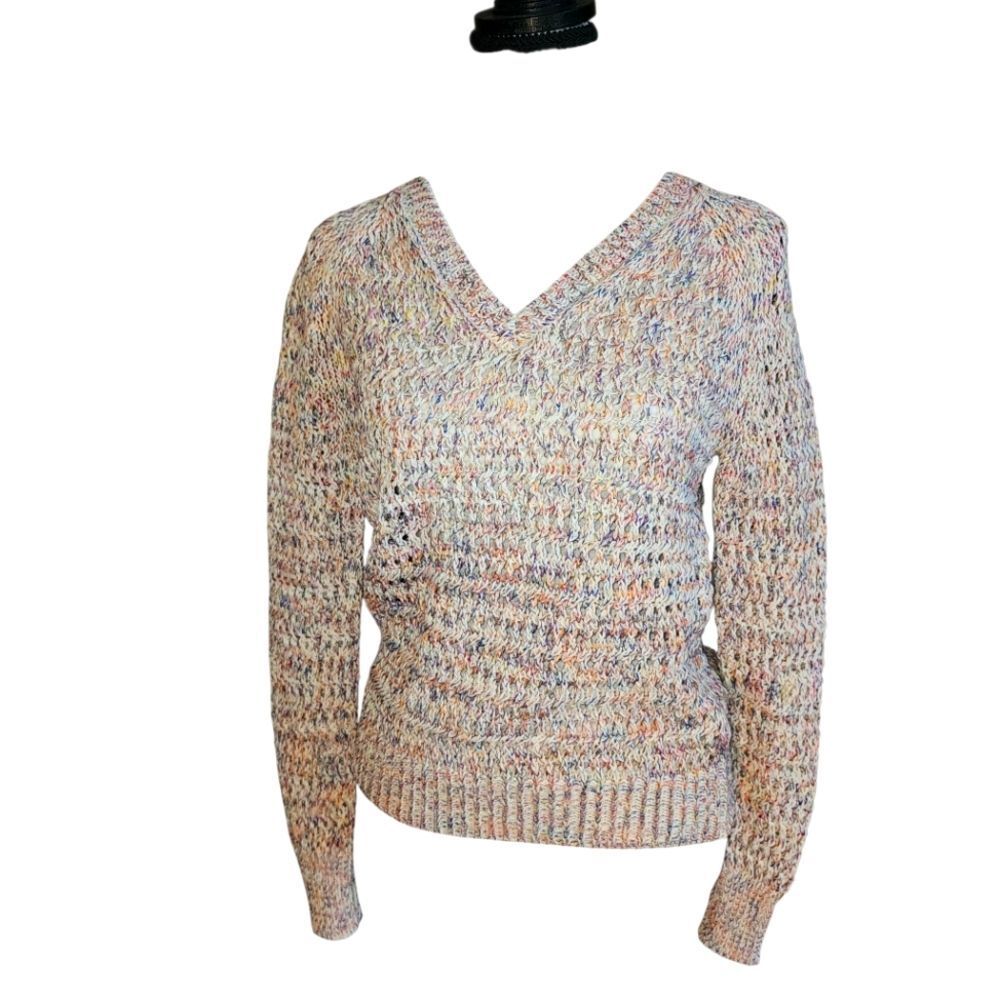 WHBM Open Weave Crochet V Neck Sweater, Sz. XS